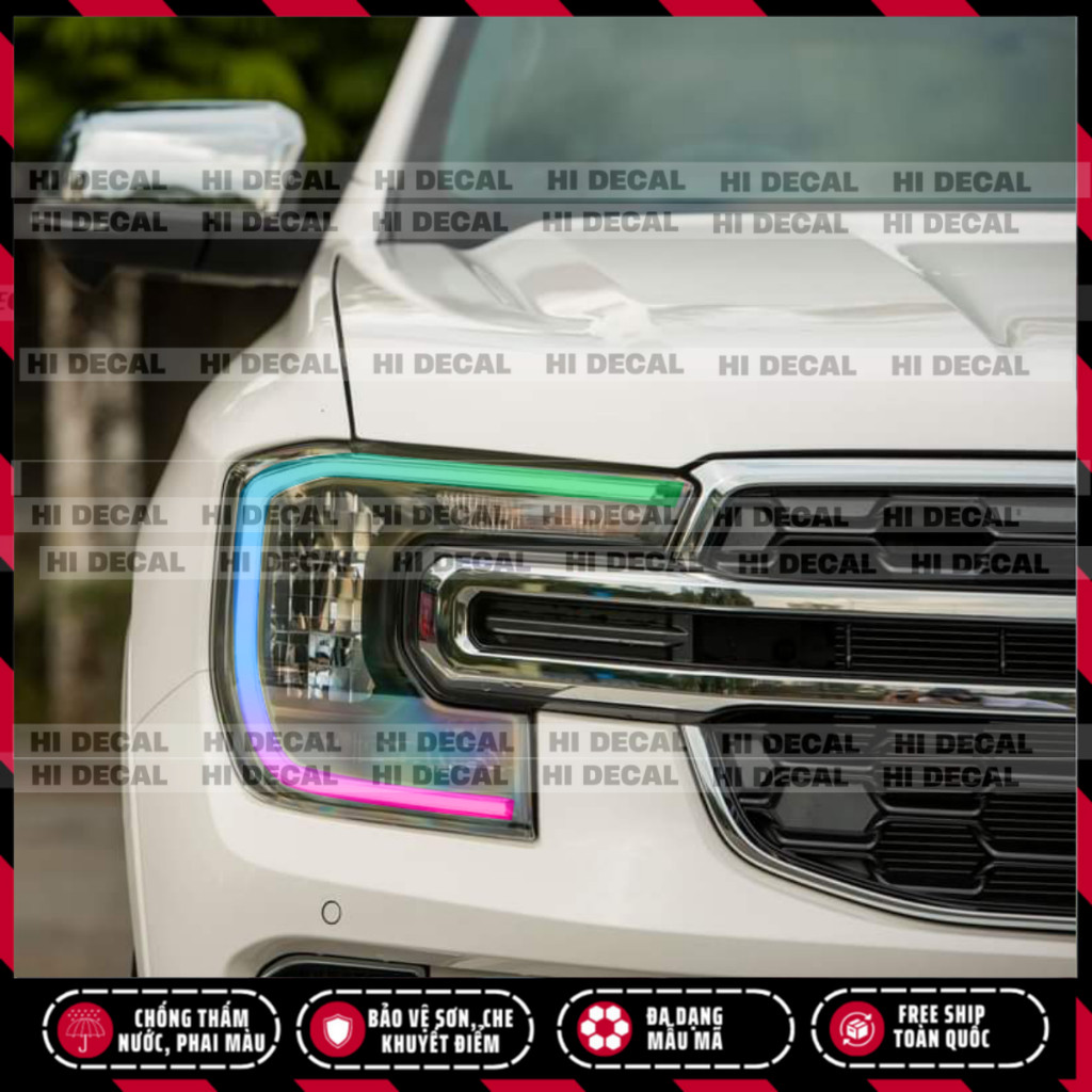 Tem dán demi đèn Ford Ranger, Ford Everest form mới (1 cặp), Tem decal dán đổi màu đèn trang trí xe