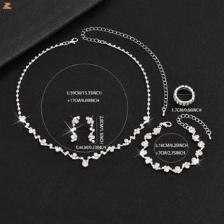 Kim Cương Giả Dây Chuyền Bông Tai Vòng Tay Nhẫn Bộ Lấp Lánh Đồ Trang Trí Quà Tặng Ngày Của Mẹ