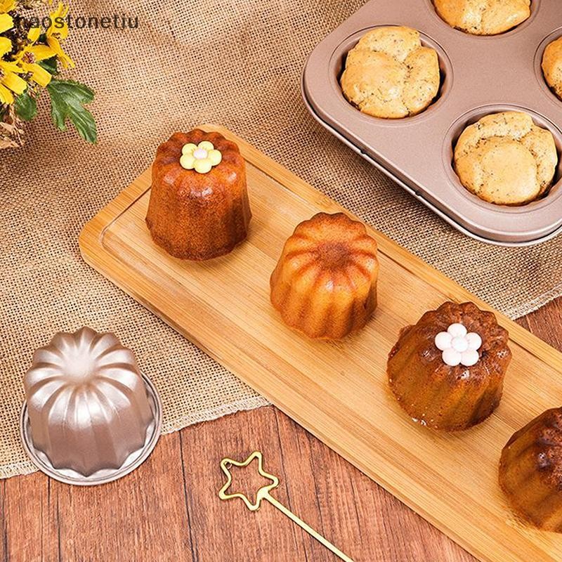 HA 6 Chiếc Bánh Canele Khuôn Nhỏ Chống Dính Chảo Canele Muffin Khuôn Cupcake Máy Nướng Bánh Chảo Thép Carbon Bánh Ngọt Khuôn Cupcake Giá Đỡ n