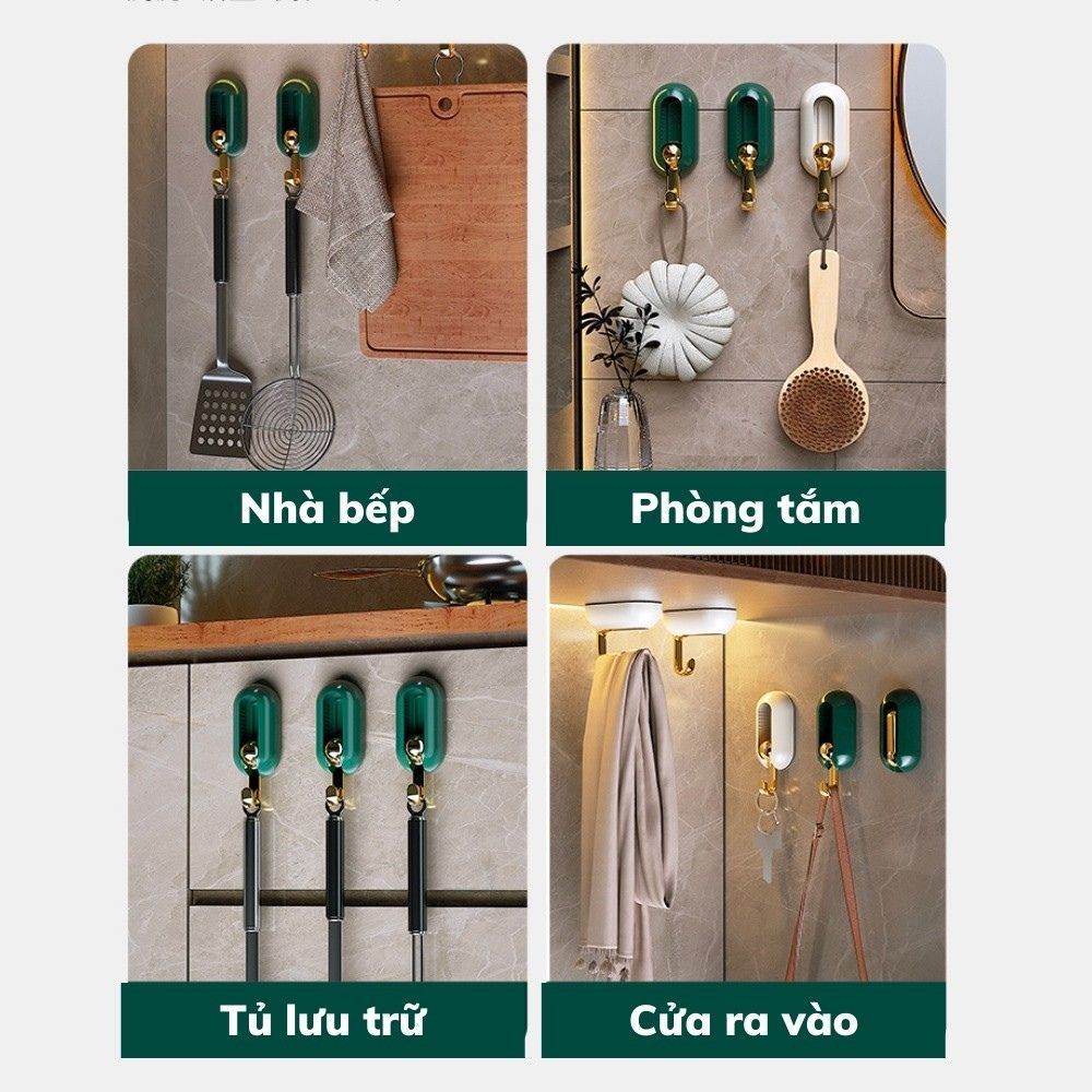 Móc dán tường chịu lực xoay 360 độ, Móc treo tường siêu dính phong cách sang trọng, treo chìa khoá, treo đồ dùng nhà bếp