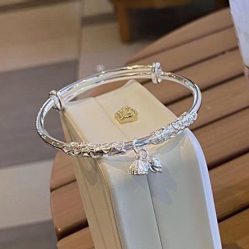 Vòng tay hoa sen hai thế giới cho phụ nữ, hoa sen, cánh hoa sen, vòng tay phong cách cổ điển có thể điều chỉnh bằng cách nhấn và kéo