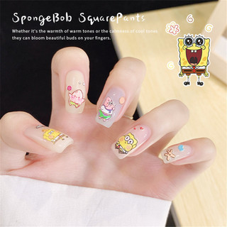 Miếng dán móng nghệ thuật SpongeBob, hình gấu, thỏ, Patrick, ngôi sao dễ thương, decal dập nổi, trang trí móng tay, dụng cụ làm móng cho tiệm nail