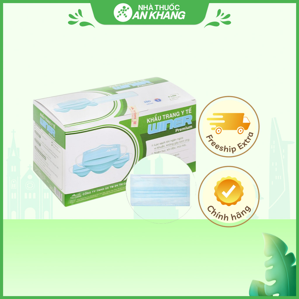 Khẩu trang y tế Winer 4 lớp màu xanh hộp 50 cái
