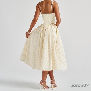 Đầm Corset Nữ Không Tay Mùa Hè In Kẻ Sọc Lưng Chữ A Đầm Dự Tiệc Cho Kỳ Nghỉ Cocktail Đi Biển Dạo Phố