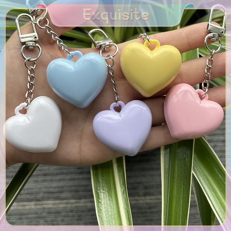 [Tinh tế] Hộp lưu trữ gương tình yêu màu xanh hồng Trắng Hộp nhựa rỗng Hộp quà tặng móc khóa di động [th]