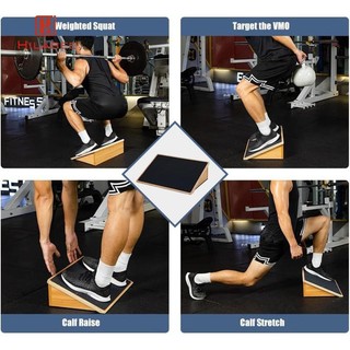 HILABEE Gỗ Slant Board Bê Cáng Chân Cáng Chống Trơn Trượt Cho Đầu Gối Mắt Cá Chân Gót Chân Bảng Dành Cho Squat Tập Pilates