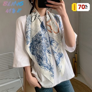 Mùa Xuân 2025 Phong Cách Pháp Cà Vạt Khăn Retro Nữ Thời Trang Thanh Lịch Khăn Twill 90 Khăn Vuông In Hình Chống Nắng