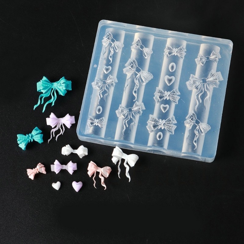 Wellb Silicone Móng Tay Tôn Tạo Khuôn Nơ Chủ Đề Phụ Kiện Nhỏ Thủ Công Khuôn Hiện Nay Cho Người Hâm Mộ Làm Đẹp