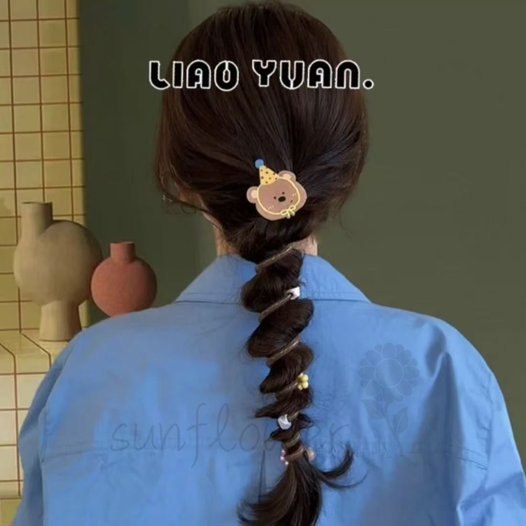 [hướng dương] Băng đô cuộn dây điện thoại bện bong bóng chấm bi tình yêu Animal Party Băng đô dễ thương