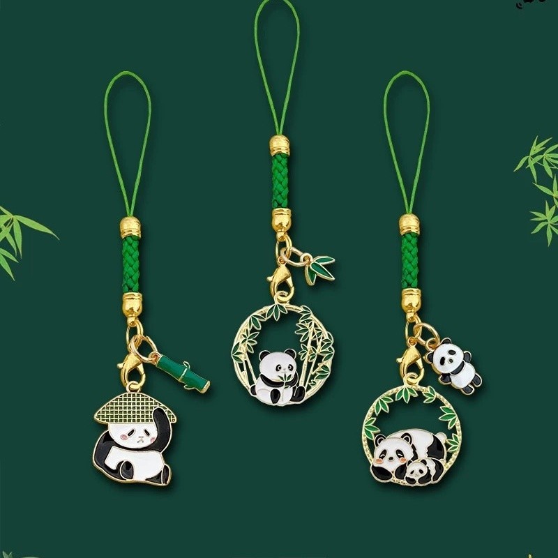 Phụ Kiện Điện Thoại Di Động Gấu Trúc Tre Bện Móc Khóa Dây Đeo Điện Thoại Di Động Chống Mất Mặt Dây Chuyền Nhỏ Seito Tứ Xuyên Văn Hóa Sáng Tạo Quà Tặng Kỷ Niệm