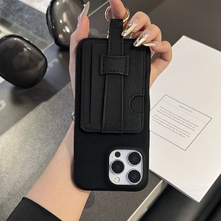 Sang Trọng Kaki Trắng Wrsitband Khe Cắm Thẻ Túi Da PU Ốp Lưng Điện Thoại iPhone 16Promax 15Promax 12 13 14 Pro Max Chống Sốc Bảo Vệ Toàn Diện Nữ Vỏ Di Động