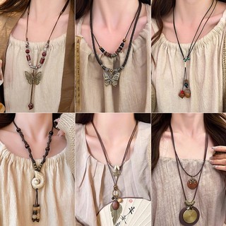 Mới Phong Cách Trung Quốc Vòng Cổ Tua Dài Bohemian Mặt Dây Chuyền Nữ Phụ Kiện