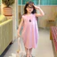 SY6 Cô Gái Váy Dài Đơn Giản Hợp Thời Trang Trẻ Em Hàn Quốc Hoạt Hình Dán Thêu Vá Thiết Kế Đầm YS6