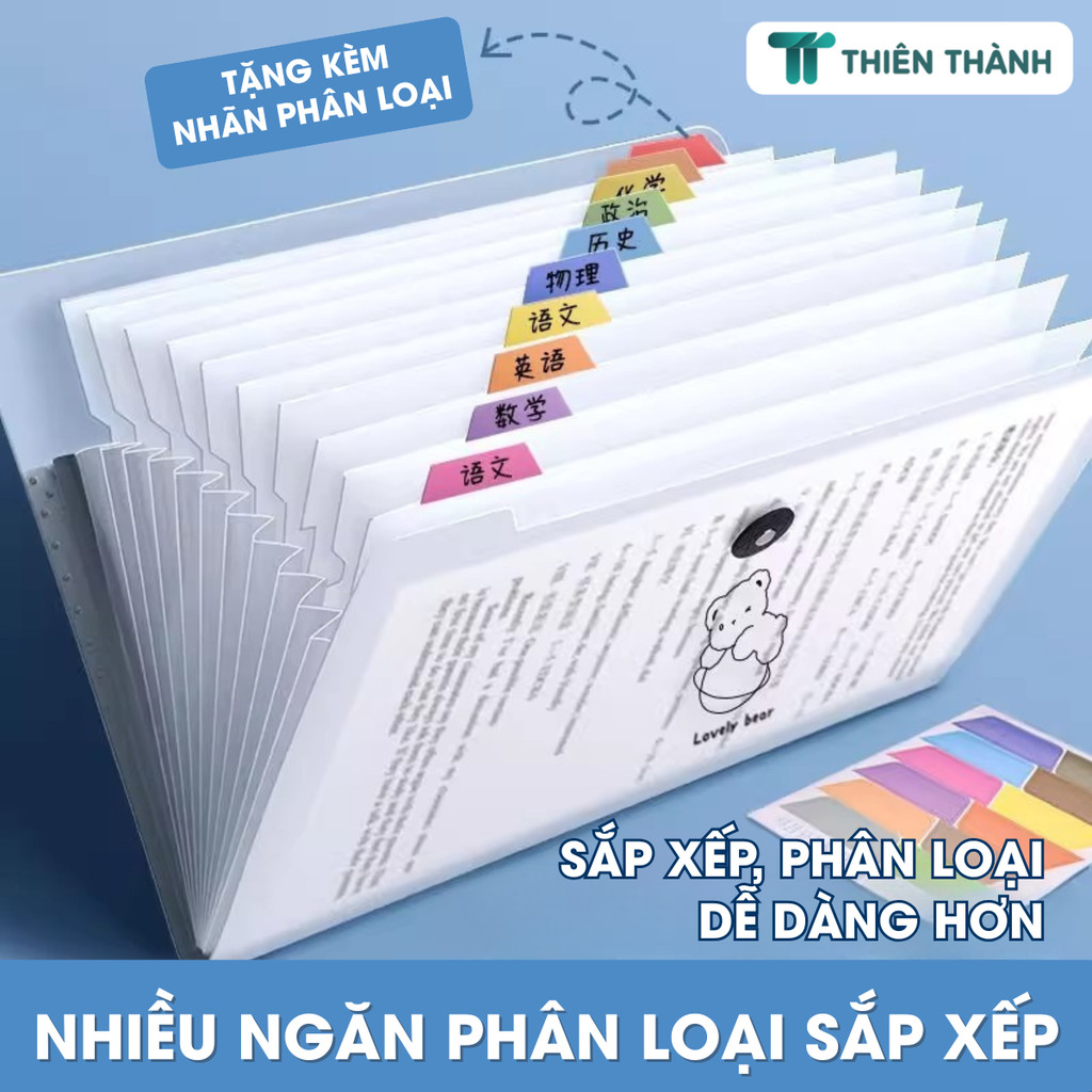 Túi Đựng Tài Liệu A4 5/8/12 Ngăn - Cặp File Đựng Hồ Sơ, Tài Liệu Học Tập, Bền Đẹp Cho Học Sinh, Văn Phòng