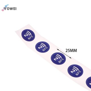 YOWEI 6 Cái 13.56 MHz ISO14443A 213 Chip RFID Thẻ Dính Nhãn Xanh NFC Ntag213 144 Bytes Thẻ Ướt Dán Cho Điện Thoại NFC VN