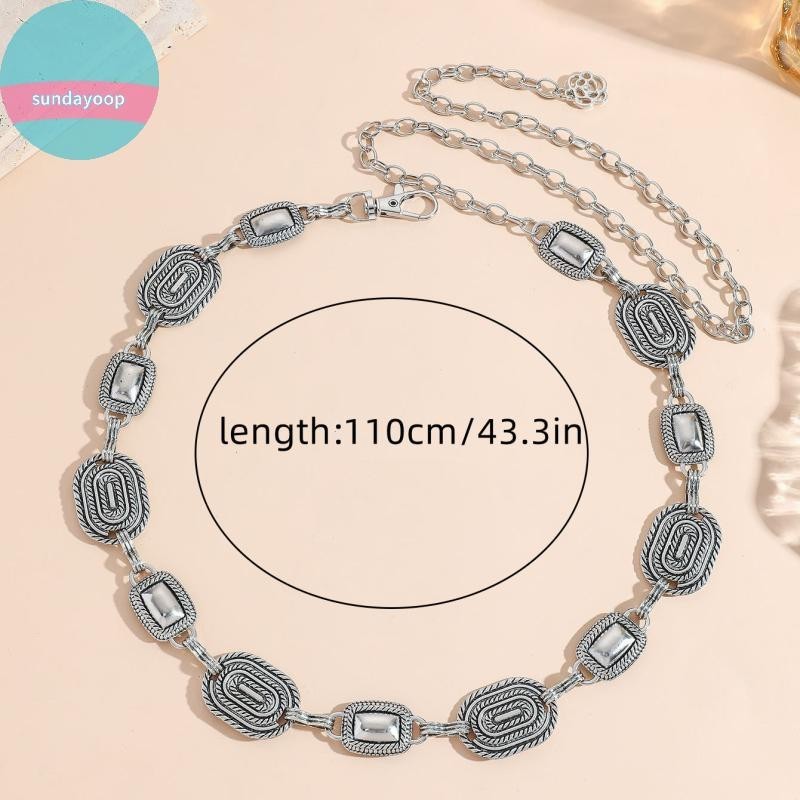 Sund Retro Bohemian Dây Thắt Lưng Dân Tộc Nữ, Trang Trí Kim Loại, Điều Chỉnh Linh Hoạt