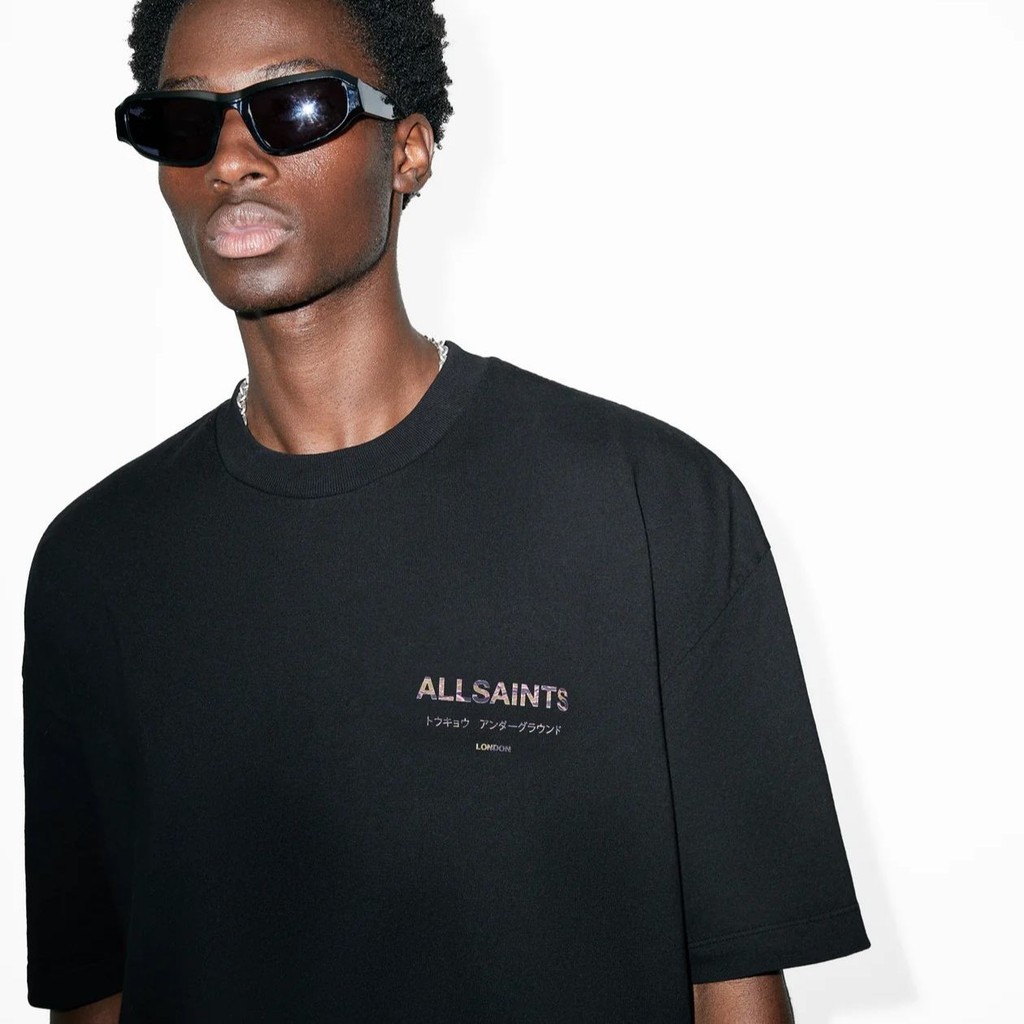 ALLSAINTS In Chữ Dạo Phố Áo Thun Tay Ngắn Mùa Hè Rời Áo tee Thường Ngày