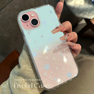 Ins Hàn Quốc Cô Gái Dễ Thương Gradient Ngôi Sao Xanh Lấp Lánh Vỏ Bling Cho iPhone 11 16 16E 15 14 13 12 Pro Xs Max XR X 7 8 6 Plus SE Vỏ Điện Thoại TPU Mềm Vỏ Bảo Vệ Vỏ Trong Suốt