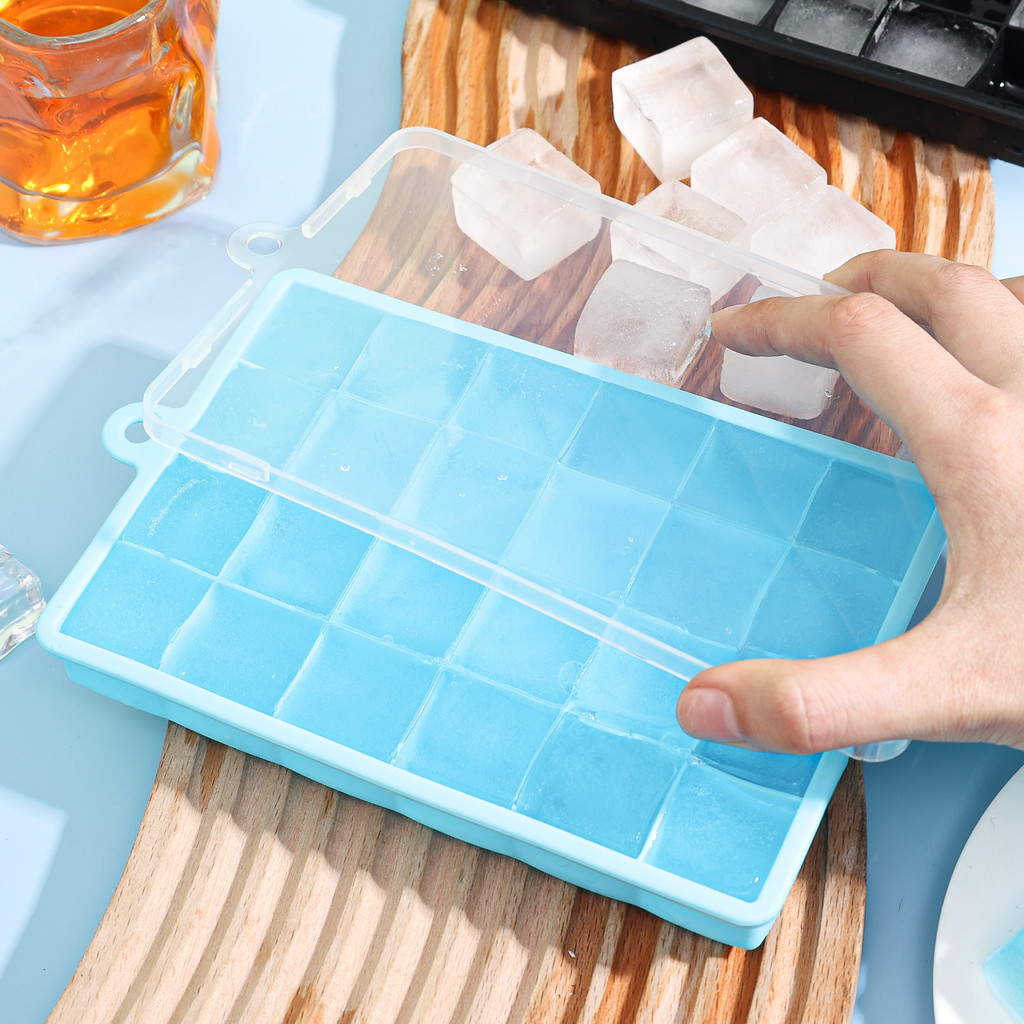 [H & L] Khay đựng đá viên an toàn thực phẩm cao cấp - Khuôn silicon 24 lưới linh hoạt, bề mặt chống dính & thiết kế có thể xếp chồng lên nhau, Máy rửa chén an toàn để làm sạch dễ dàng