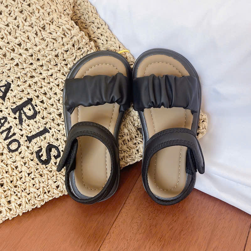 ( hàng sẵn ) sandal bé gái dép quai hậu cho bé quai nhún xinh xắn êm chân QCCC full hộp trắng cho bé từ 3 tuổi NHUN115