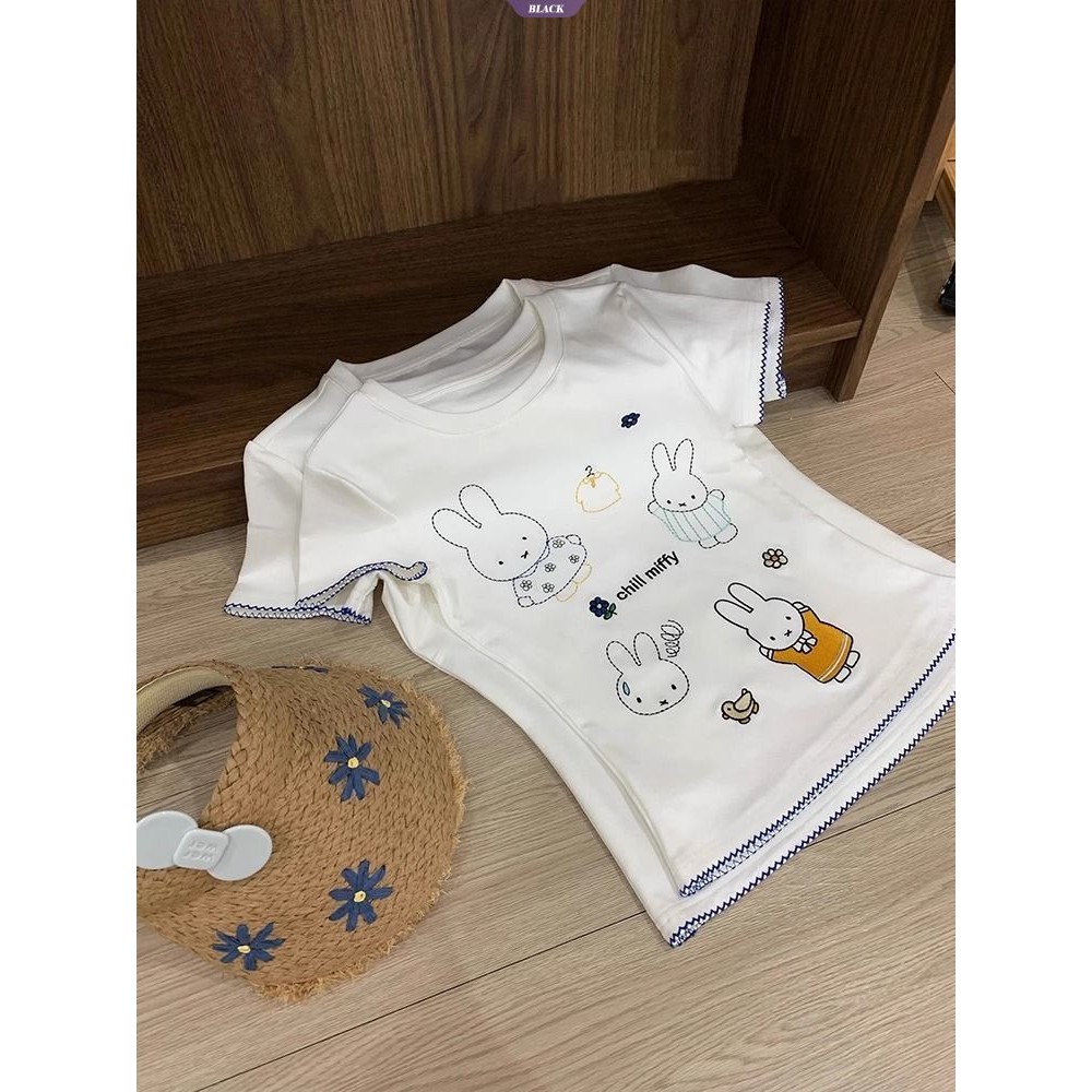Thiết kế vui nhộn Phim hoạt hình Áo thun ngắn tay vai tích cực dành cho nữ mùa hè Spice Girls Trăm áo cổ tròn [BL]