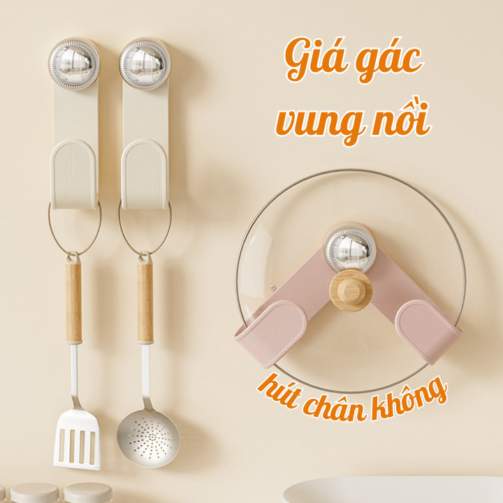 Giá Để Nắp Nồi Hút Chân Không Chịu Lực Điều Chỉnh Kích Thước, Giá Đỡ Nắp Nồi Nhà Bếp Tiện Lợi
