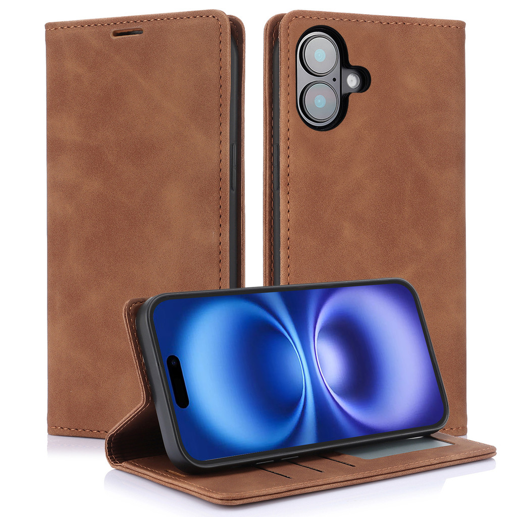 Ốp Điện Thoại Da Lật Retro Matte Cho Iphone 16 16E 15 14 13 12 11 Pro Max XS XR X Plus Có Đựng Thẻ Ví Bìa Sách