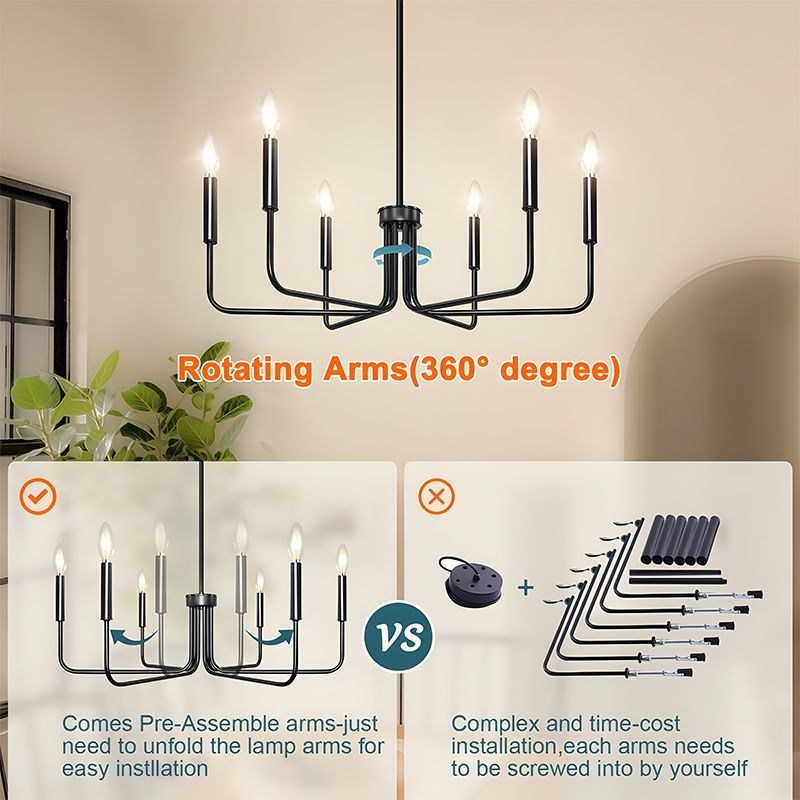 Đèn chùm phòng ăn phong cách công nghiệp Mỹ, Đèn trần phòng khách bằng sắt Led, Đèn thả trung tâm phòng ngủ cổ điển