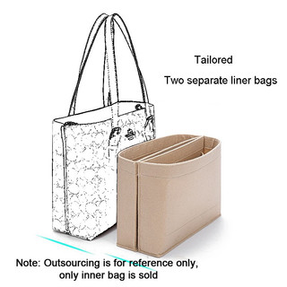 Túi trong túi 1 cặp túi vải nỉ phù hợp cho túi tote MOLLIE 25/34, túi tote sang trọng cho phụ nữ, túi đựng đồ trang điểm, túi xách bên trong