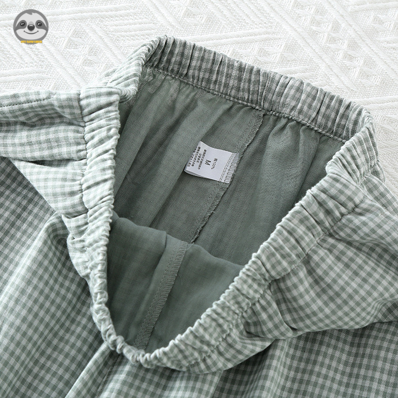 Phong cách Nhật Bản Muji Style / Bộ đồ dài tay kẻ sọc bằng sợi Cotton nguyên chất dành cho nam / Có thể mặc bên ngoài P dài tay phong cách mỏng
