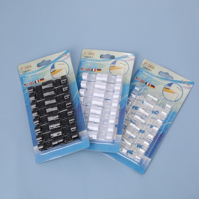 Bộ 16/ 20 Nẹp Dán Tường Cố Định Dây Điện Chống Rối, Kẹp Giữ Dây Cáp Sạc Có Keo Dán 3M FE123