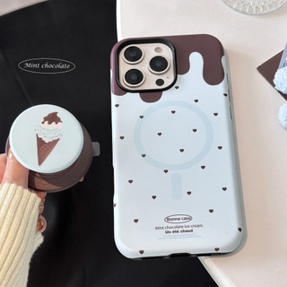 [Sheren] Vỏ điện thoại giá đỡ từ tính bằng kem bạc hà Thích hợp cho i16 15 14 13 12 11 pro max Vỏ bảo vệ chống sốc