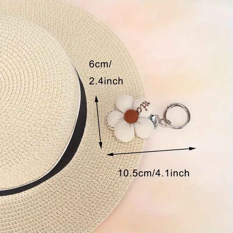 Mới Năm Cánh Hoa Cotton Thêu Móc Khóa Du Lịch Mũ Kẹp Kính Mát