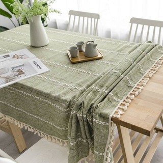 Ins Cô Gái Trái Tim Vải Lanh Cotton Khăn Trải Bàn Nhỏ Tươi Vuông Tua Rua Khăn Trải Bàn Hình Chữ Nhật Học Sinh Vải