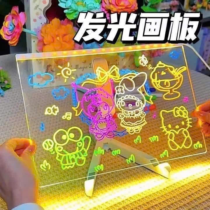 Bảng Vẽ Phát Sáng Led Trong Suốt , Chữ Có Đèn Dạ Quang Tư Duy Cho Bé Sáng Tạo , Có Thể Xóa