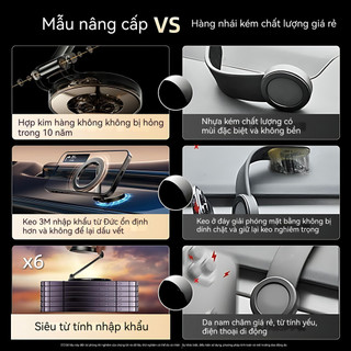 Giá đỡ điện thoại ô tô nam châm xoay 1080° – Hợp kim hàng không, dán chắc mọi bề mặt nghiêng, không kén xe