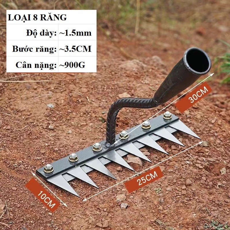 Cào Đất CAO-08 8 Răng Thép Mạ Kẽm – Dụng Cụ Làm Vườn Đa Năng Không Thể Thiếu Trong Mỗi Nhà Vườn