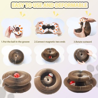 Đồ chơi cho mèo, Magic Organ Cat Scratching Board Toy, Tông Scratcher tương tác có chuông Ball, Đồ chơi cho mèo có thể gập lại bền bỉ Đồ chơi thú cưng