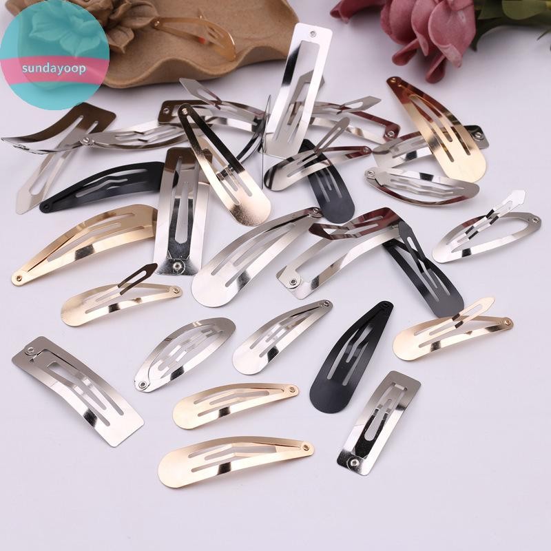 Sund 50 Chiếc Đơn Giản Kim Loại Kẹp Tóc Bạc Vàng Đen BB Phụ Kiên Tự Làm Handmade Cho Bé Gái