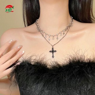 Gothic Punk Cross Vòng cổ hai lớp - Phụ kiện thời trang cho quà tặng ngày lễ