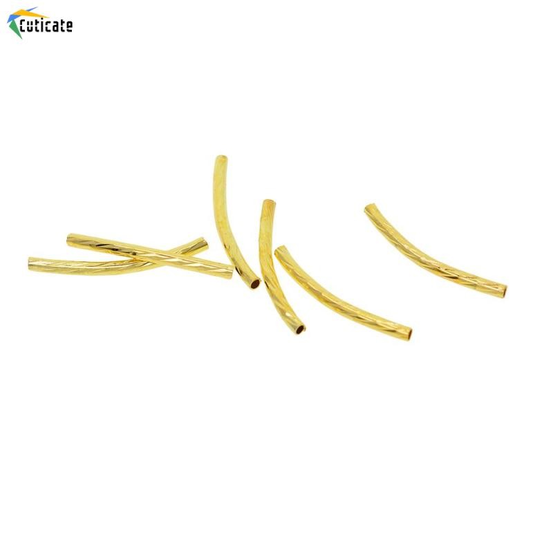 Cuticate 50 Mảnh Khắc Đường Cong Miếng Đệm Ống Rời Mì Hạt DIY Trang Sức Làm Phụ Kiện Cho Vòng Cổ Vòng Tay 25x2mm