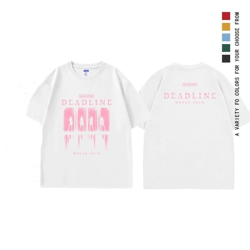 Blackpink Áo thun du lịch thế giới BLACK PINK DEADLINE JENNIE LISA JISOO ROSE KPOP tay ngắn áo thun