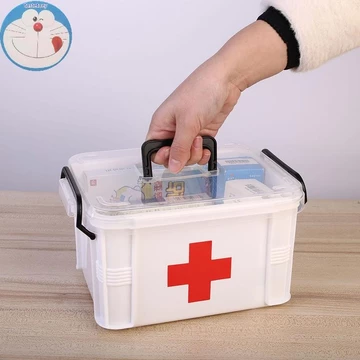 Tas Sơ Cứu Bộ Hộp Bảo Quản Thuốc Di Động Khẩn Cấp Hộp Hộ Gia Đình Hai Lớp Hộp Thuốc Bộ Y Tế Sắp Xếp Lưu Trữ EN