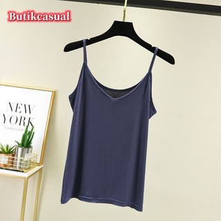 Phụ Nữ Cổ Chữ V Modal Camisoles Xuân Hè Áo Sơ Mi Mới Kích Thước Lớn Rời Mềm Trơn Áo vest M-2XL