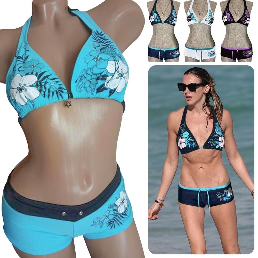 Đồ bơi dây đeo WOAY - Bộ bikini cổ điển, gợi cảm với áo tắm in hoa thời trang