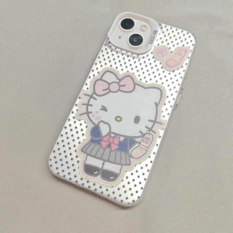 Ốp lưng iPhone hình Hello Kitty đồng phục học sinh công nghệ IMD chống trầy | Tương thích iPhone 16/15/14/13/12/11 Pro M