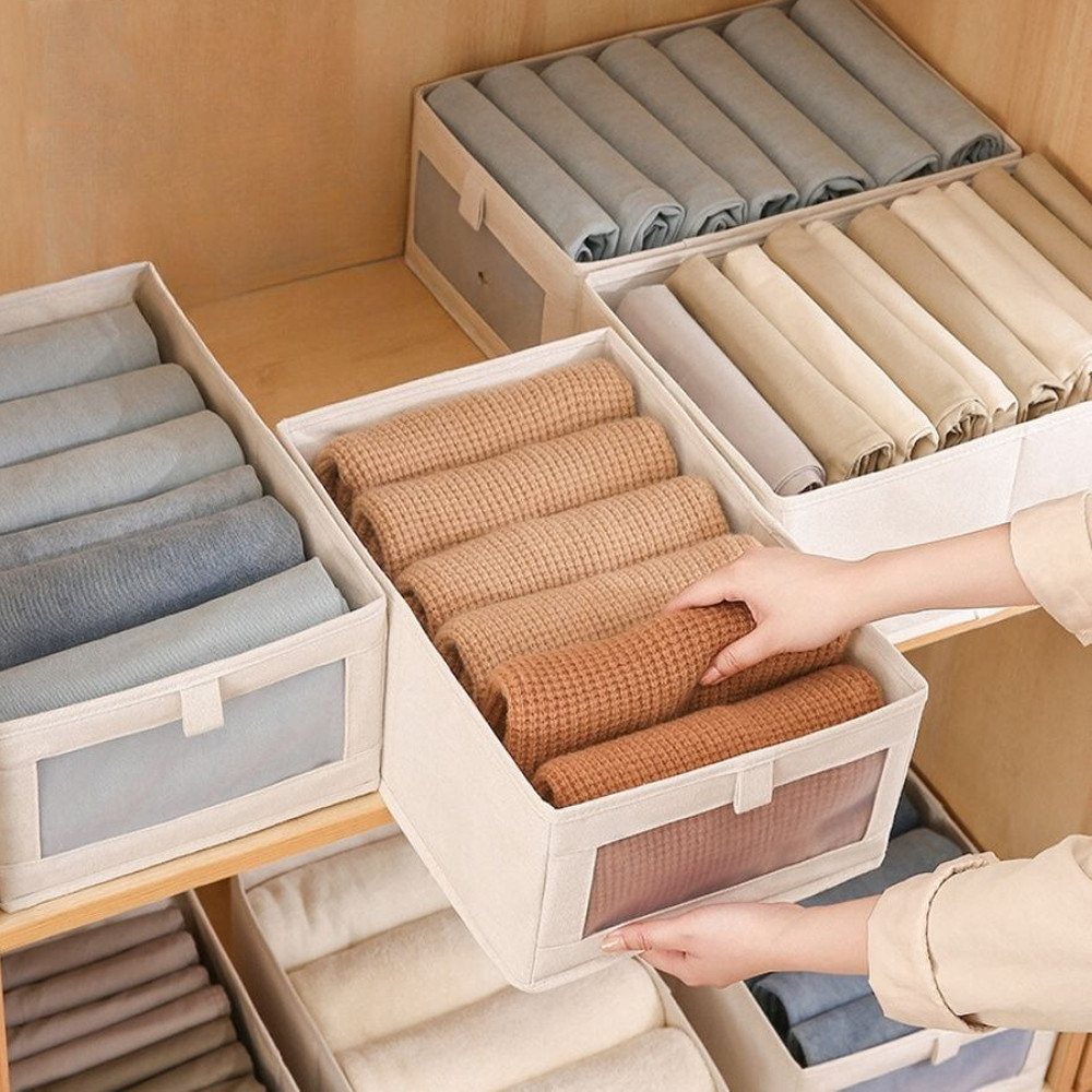 Hộp đựng quần áo, đựng tất vớ, đồ lót vải oxford tấm nhựa PP cứng cáp có thể gập gọn thông minh