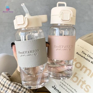 < beartwo > Bình Nước Di Động 500ml Có Ống Hút Sáng Tạo Dễ Thương Chống Rò Rỉ Nhựa Uống Sữa Cà Phê Trà Nước ép Cốc Drinkware Đẹp