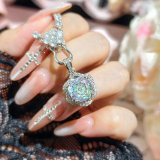 Châu Âu Mỹ ins Phong Cách Mới Hoa Hồng Cắt Hình Bát Giác Nhiều Màu Sắc Zircon Full Kim Cương Phù Hợp Với Nữ