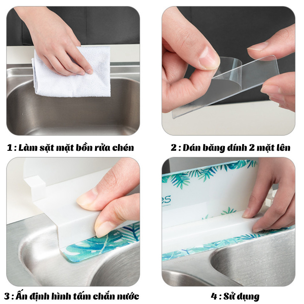 [LOẠI 1] Tấm Chắn Nước Bồn Rửa Bát Chống Bắn Nước Và Dầu Mỡ DinoHome Dán Cố Định, Dễ Dàng Lắp Đặt